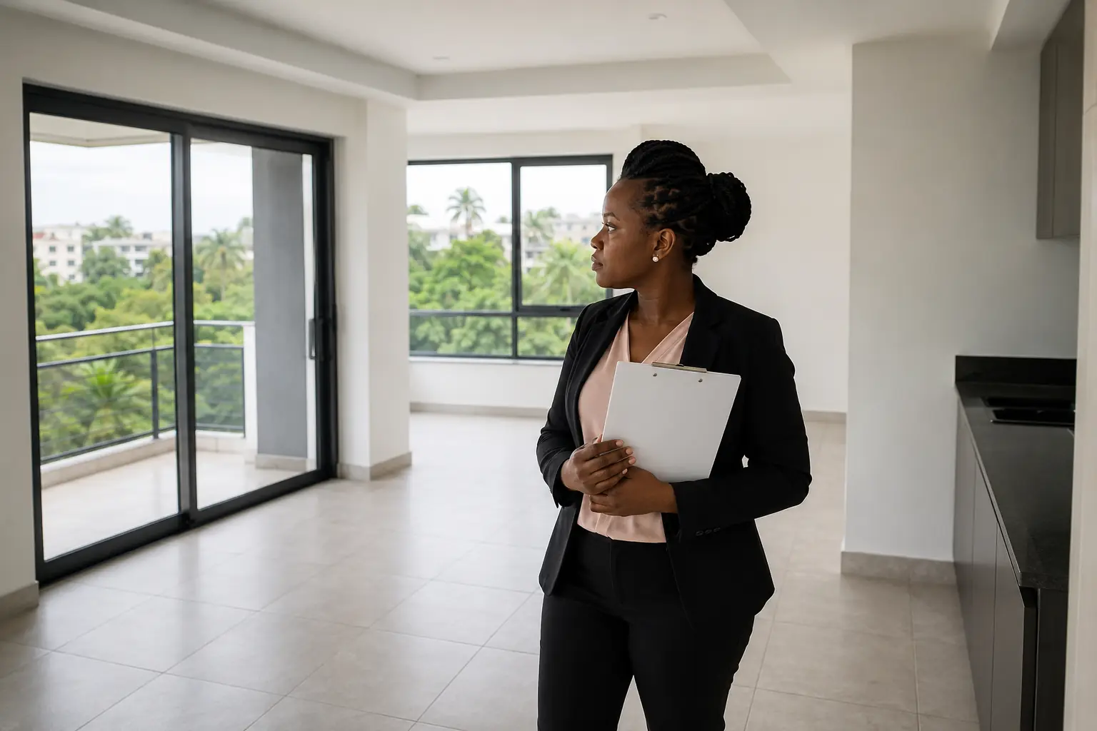 Agent DMO en inspection d’un appartement à Abidjan